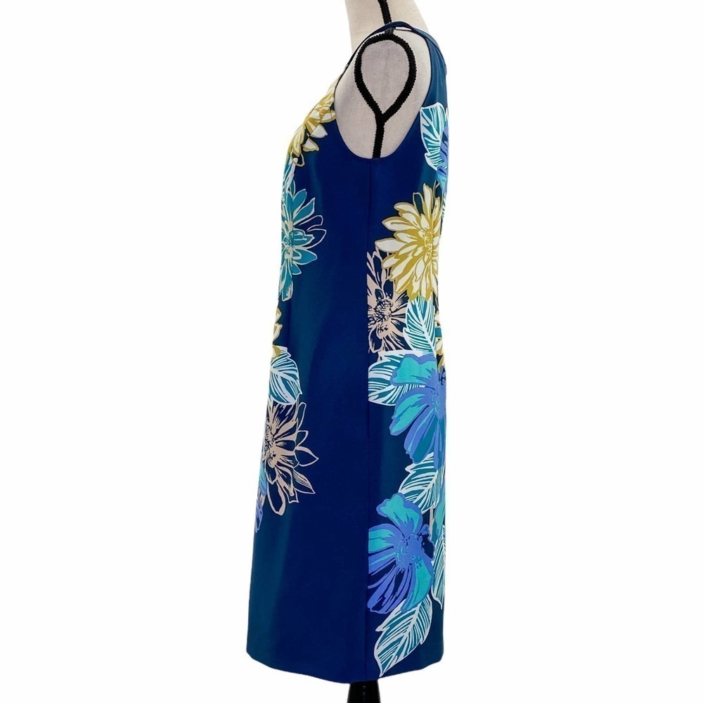 JESSICA Howard Blue Yellow Floral Print Sleeveless Sheath Mini Dress NWT - Picture 3 of 13